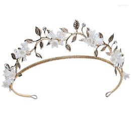 Headpieces Exquisite Alloy Tiara Bridal Hair Accessories Ceramic Flower Crystal Crown For Women