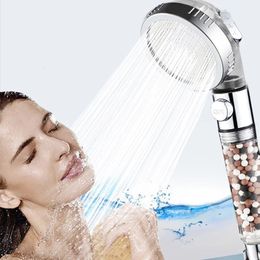Bathroom Shower Heads ZhangJi 3Function SPA Head with Switch Stop Button high Pressure Anion Filter Bath Water Saving 231117