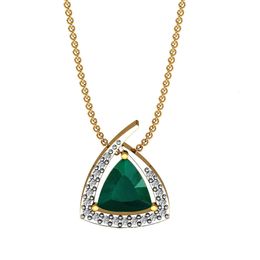 New Latest Trillion Shape Emerald Pendant Pure Yellow Gold Natural Pave Diamond Chain Necklace Fine Jewellery Manufacturer