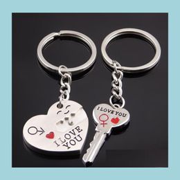 Party Favor Alloy Couple Keychain Pendant Keyring Sweetheart Gift For Valentines Day Anniversary Birthday Favors Friendship Dh1Al