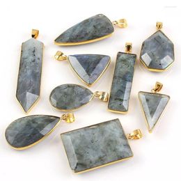 Pendant Necklaces KFT Natural Crystal Quartz Stone Difform Healing Labradorite Necklace Chain Jewelry For Women Men Girls