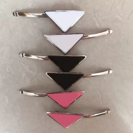 Hot Metal Triangle Hair Accessories with Stamp Women Girls Triangle Letter Barrettes Fashion Hair Clips High Quality