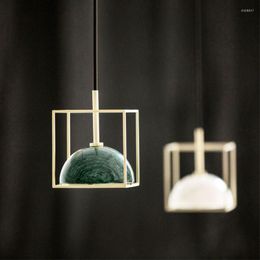 Pendant Lamps All Copper Marble Lights Postmodern Luxury Study Bedroom Nightstand Lighting Living Room Dining Decor Hanging