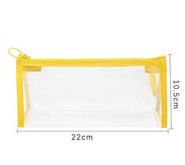 Transparent Pvc Pencil Bags School Students Pencil case Large capacity pen boxes candy color women cosmetic bag Tote Purse handbag