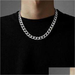 Chokers Stainless Steel Chain Necklace Long Hip Hop For Women Men On The Neck Fashion Jewellery Gift Accessories Sier Colour Ch Dhgarden Otkmg