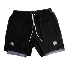 Mens Shorts 2 In 1 Summer Brand Fitness Training Running Sports Outdoor Gym Embroidery Stretch Jogging 230418