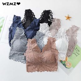 Bras Breathable Female Vest Sexy Lace Bra Beauty Back Women Wire Free Push Up Bralette Underwear Seamless Wireless Gather Brassiere P230417