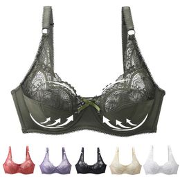 Bras 2022 New Women Lace Push Up Bras Ultra-thin Perspective Bralette Deep V Lingerie BH Tops Plus Size BCDE Cup Underwear P230417