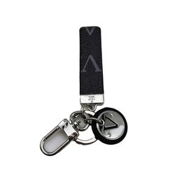 Designer Keychains Luxury Brown Lanyards for Keys with Embossed Stamp Womens Lanyards Charm Keychain Stainless Steel and Synthetic Leather