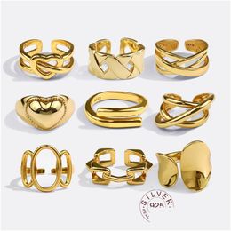 Band Rings Sterling Sier Rings For Women Open Vintage Wedding Trendy Jewellery Large Adjustable Antique Ring Anillos Drop Deli Dhgarden Ot6P8