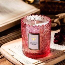 Scented Candle Candle Jar Glass Handmade Soybean Candles Home Decoration Romantic Fragrance Candle Wedding Gift Birthday Candle Z0418