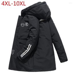 Men's Down 2023 Mens Winter Jacket 4XL-10XL Thick Warm Hooded Parkas Simple Long Hem Practical Windproof Coat And Large Size Outwear