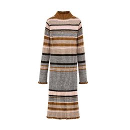 Casual Dresses Autumn Winter Turtleneck Sweater Dress Women Style SlimLong Knit Women's Colourful Stripe Runway