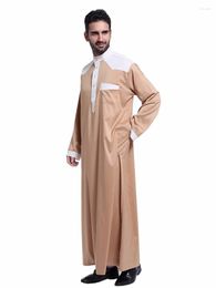 Ethnic Clothing Islamic Men Navy Blue Jubba Thobe Muslim Arab Men's Kaftan Garment Abaya Pakistan Saudi Arabia Costume Uomo Qatar Oman