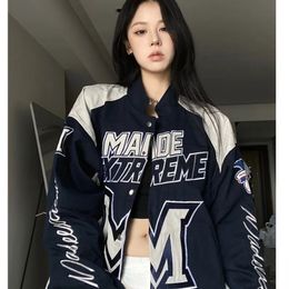 Womens Jackets Deeptown Racer Baseball Jacket American Vintage Korean Street Clothing Fashion Racing Harajuku Bomber 231118