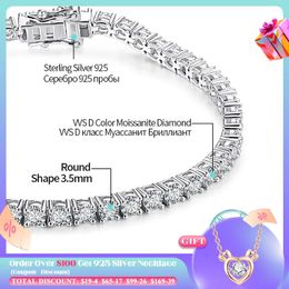 Chain ATTAGEMS 4.0mm 5.0mm D Color Pass Diamond Tester GRC Round Cut White Gold Plated 925 Silver Tennis Bracelet for Women231118