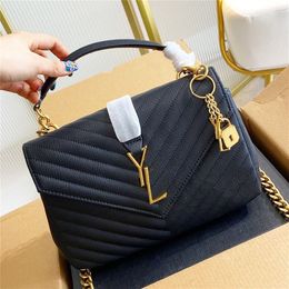 2023 Designer Caviar Shoulder Bag for Women - Black Calfskin Tote with Classic Diagonal Stripes, Quilted Chains, Double Flap, and Medium black cross body handbag Luxury Design