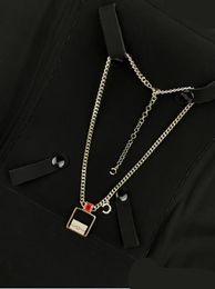 Pendant Necklaces Red Diamond Hollow perfume Bottle Bag Chain Necklace 46 cm long