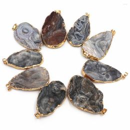 Pendant Necklaces Natural Stone Sky Galaxy Slice Druzys Pendants Purple Crystal Quartz Necklace Male Raw Slab Geode Women 4PCS