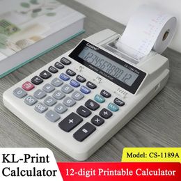 Calculators 12-digit Metal Panel Printable Desktop Calculator Ink Wheel Dual Colour / Single Colour Printable Desktop Calculator Office 231117