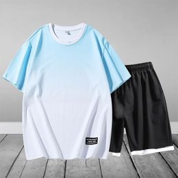 Men's Tracksuits Men's Sets Summer Beach Shorts T-Shirts 2 Pieces Tracksuits Men Sportswear Casual Fitness Clothing Outfit Oversized 230418