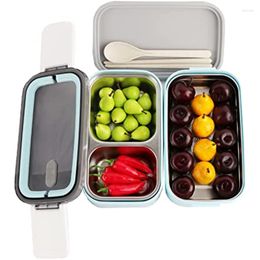 Dinnerware Sets Lunch Box Bento 304 Stainless Steel Leakproof Thermal Blue 2 Layers Storage Containers For Adults Men Women