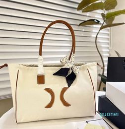 Designer-Canvas Totes Bag Stripes Crossbody Bags Split Beach Bag Women Handbags Thread Cowhide Letter Leather Edging Detachable Belt Strap