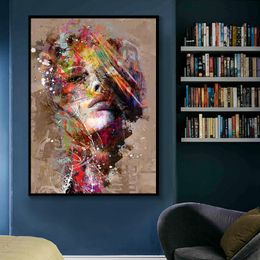 Colourful Woman Portrait Graffiti Art Posters Print Abstract Nordic Girl Canvas Paintings On The Wall Art Pictures For Home Decor