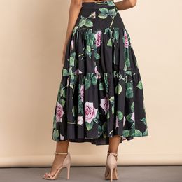 Skirts Plus Size 3XS-10XL Runway Designer Summer Fashion Mini Skirt Women High Waist Vintage Rose Flower Print Elegant Skirts 230418