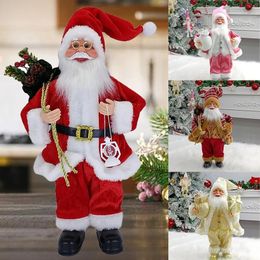 Christmas Decorations Cute Santa Claus Standing Doll Christmas Tree Figurines Plush Toy Ornament Xmas Holiday Party Decor Supplies Children'S Gifts 231117