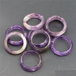 Band Rings 6Mm Puprle Amethyst Crystal Stone Women Finger Ring Size 17Mm 18Mm Drop Delivery Jewellery Dhzod