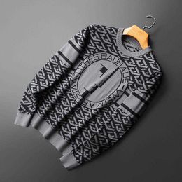 Men's Hoodies Sweatshirts Chaopai Light Luxury Slim Fit Round Neck Fashion City Casual Autumn and Winter New Knitted 1c