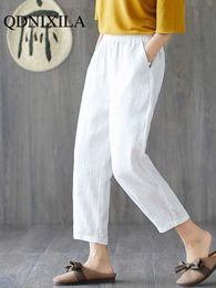 Women's Pants Capris In Summer Cotton Pants Women Large Size Solid Color Harem Pants Elastic Waist Loose Casual Sweatpants Pants Women Clothes 230418