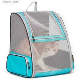 Cat Carriers Crates Houses Ventilation Pet Carrier Backpack for and Small Puppy Summer Breathable Mesh Travel Bag Hiking Adventure Vet Visit Q231117