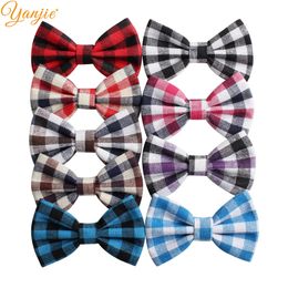 Headwear Hair Accessories 12pcs/lot -sale 4" Christmas Festival Plaid Hair Bows Barrette DIY Hair Accessories For Girls Headwear Women Hair Clip 231118