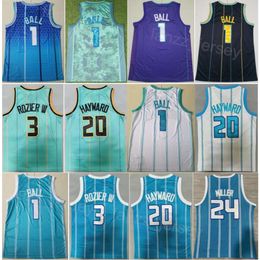 City Basketball Earned Gordon Hayward Jerseys 20 Man Brandon Miller 24 LaMelo Ball 1 Terry Rozier III 3 Breathable Icon All Stitched Purple Green White Black High