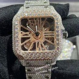 Cartis 5 Styles Nya skelett VVS Moissanite Watch Wristwatch Pass Diamonds Test Eta Sapphire Rose Gold Sier Automatic Iced Out Watches