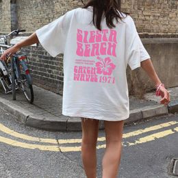 Womens TShirt Siesta Beach Letter Print Oversized Vacation T Shirt Summer Trendy Fashion Casual Tshirts Women Vsco Aesthetic Y2k Tshirt Tops 230418