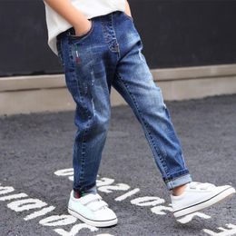 Jeans IENENS 5-13Y Boys Clothes Slim Straight Jeans Classic Bottoms Children Denim Clothing Long Pants Kids Baby Boy Casual Trousers 230418