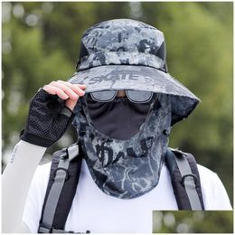 Wide Brim Hats Outdoor Mountaineering Sun Hat Bucket Summer Fishing Faceering Breathable Sunsn Cap Mask Drop Delivery Fashio Dhgarden Dhk2T