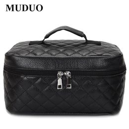 Cosmetic Bags box Quilted professional cosmetic bag women s large capacity storage handbag travel toiletry makeup sac 231113