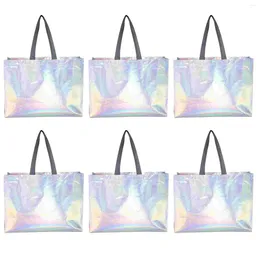 Gift Wrap Tote Reusable Party Grocery Holographic Iridescent Shopping Candy Wrapping Non Woven Packaging Silver Pouch Favour Treat