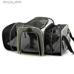Cat Carriers Crates Houses Portable Pet Bag Breathable Foldable Dog Carrier Bags Outgoing Outdoor Travel Pets Cats Handbag Safety Zippers Q231116