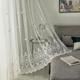 Curtain White Lace Embroidered Tulle Curtains For Living Room Bedroom Sheer Princess Windows Treatment Panel Drapes