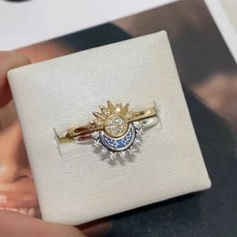 Solitaire Ring 2023 Summer Women Fashion Sun Moon Star Rings Set Elegant Temperament Sparkling Finger Party Jewellery Accessories Gift 231117