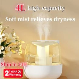 Decorative Objects Figurines 4L Large Capacity Humidifier Aroma Humidifiers Home Air Purifier with LED Lamp Portable Mist Maker 231118