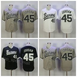 Moive Baseball Michael 45 Birmingham Barons Jersey Button Down Mens Black White Grey Stitched Retro College Cooperstown Cool Base Retire Sport Breathable