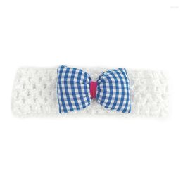 Hair Accessories Infant Baby Ruched Elastic Wide Headband With Plaid Bowknot Crochet Hairband