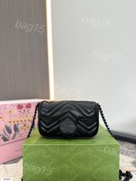 Top Tier 26cm Large Marmont Bag 10a Mirror Womens Quality Real Leather Quilted Flap Purse Luxury Designer Handbag Crossbody Black Shoulder Gold Chain Bag With