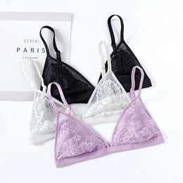 Bras DM New Bras Women Lace Bralette Bra Ladies Thin Lace Bra Sexy Floral Translucent Bralet Underwear Wireless Seamless Lingerie P230417